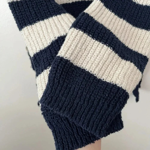 Zara  Womens M Stripes Nautical Oversized Navy White Knit Sweater - Picture 10 of 14